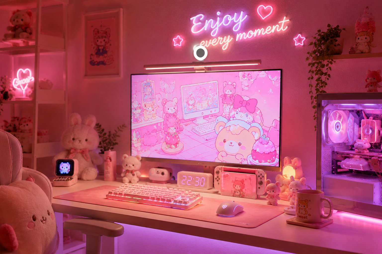 Quntis Gaming Setup play desk with ambient light