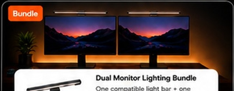 Dual monitor desk lighting scene