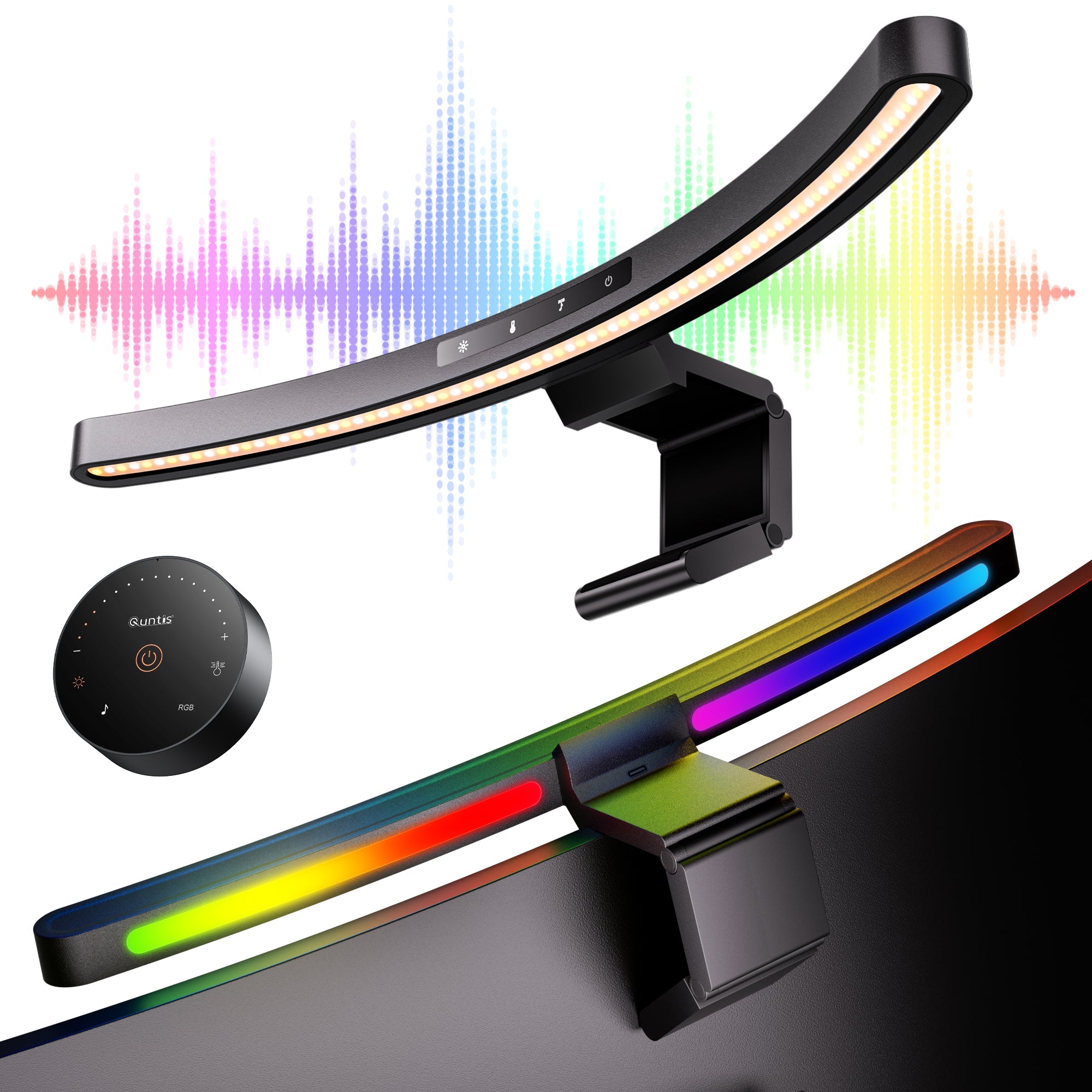 Quntis Curved Monitor Light Bar IM Music Sync 45 cm Black