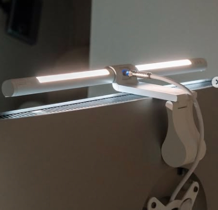 Monitor light bar setup with webcam clearance
